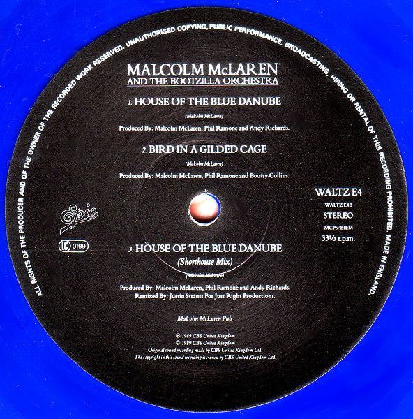 Malcolm McLaren And The Bootzilla Orchestra : House Of The Blue Danube (12", S/Sided, Etch, Ltd, Blu)