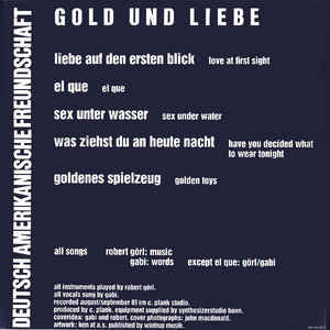 Deutsch Amerikanische Freundschaft : Gold Und Liebe (LP, Album, RE)