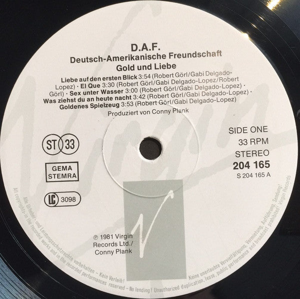 Deutsch Amerikanische Freundschaft : Gold Und Liebe (LP, Album, RE)