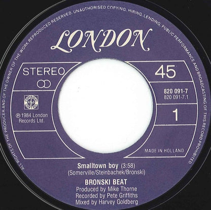 Bronski Beat : Smalltown Boy (7", Single)