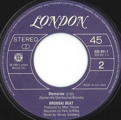 Bronski Beat : Smalltown Boy (7", Single)