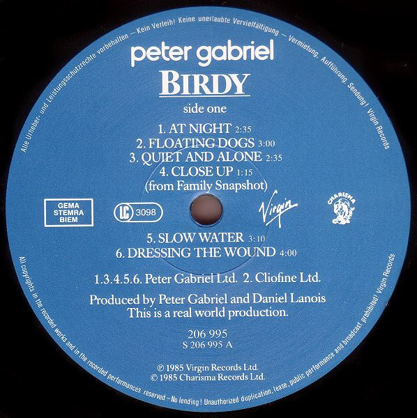 Peter Gabriel : Birdy (Music From The Film By Peter Gabriel) (LP, Album)