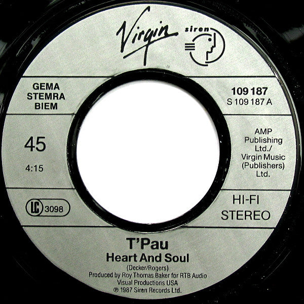T'Pau : Heart And Soul (7", Single)