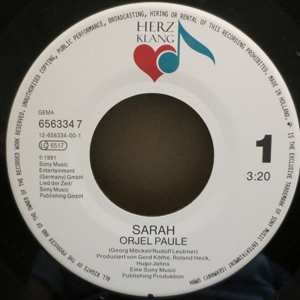 Sarah (29) : Orjel Paule (7")