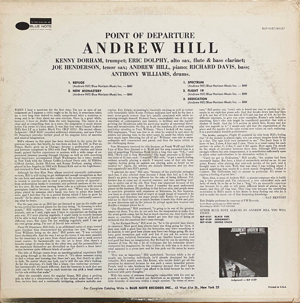 Andrew Hill : Point Of Departure (LP, Album, Mono, RE, RP)