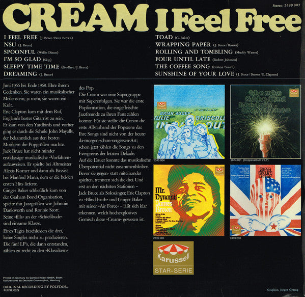 Cream (2) : I Feel Free (LP, Comp)