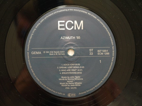 Azimuth (2) : Azimuth '85 (LP, Album)