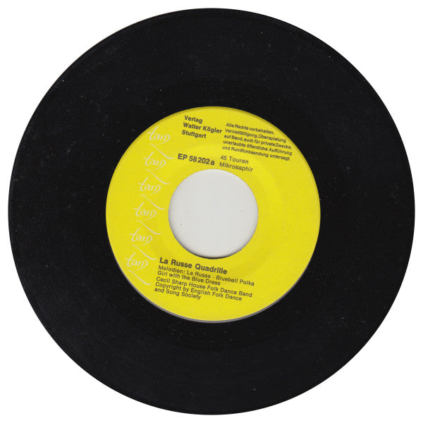 Cecil Sharp House Folk Dance Band : English Folk Dances (La Russe / Cumberland Square Eight / Spanish Waltz) (7", EP)