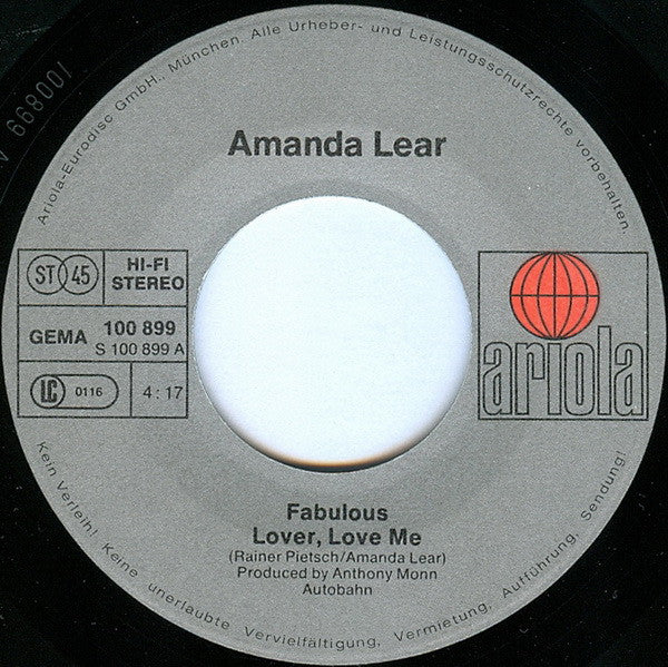Amanda Lear : Fabulous »Lover, Love Me« (7", Single)