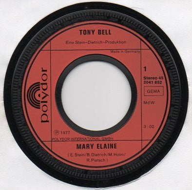 Tony Bell (3) : Mary Elaine (7", Single)