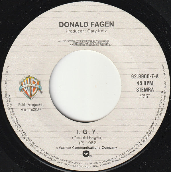 Donald Fagen : I.G.Y. (7", Single)