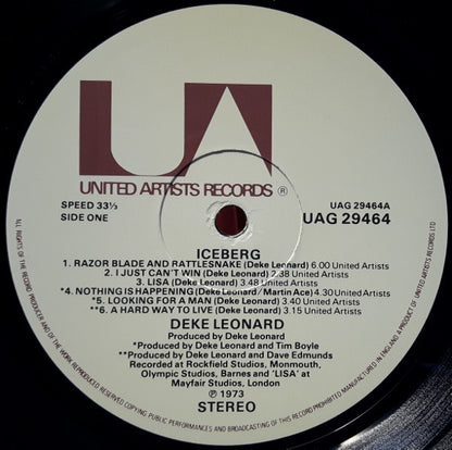 Deke Leonard : Iceberg (LP, Album, RE, Gat)