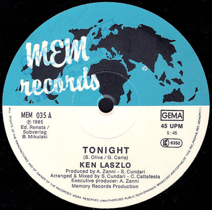 Ken Laszlo : Tonight (12", Maxi)