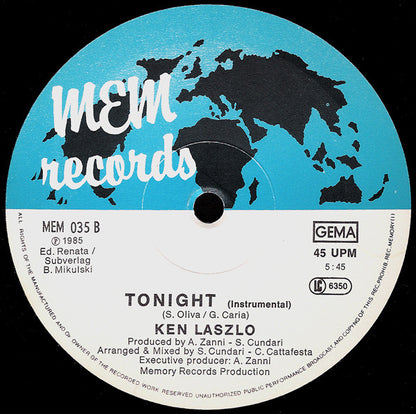 Ken Laszlo : Tonight (12", Maxi)