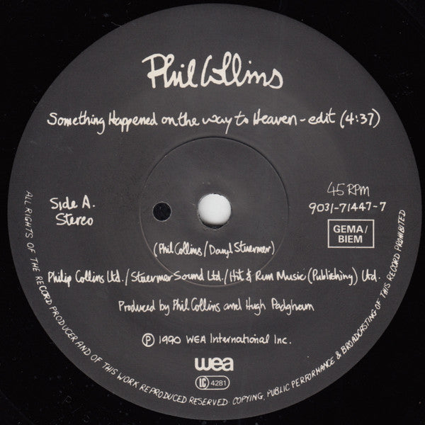 Phil Collins : Something Happened On The Way To Heaven (7", Single, Sol)