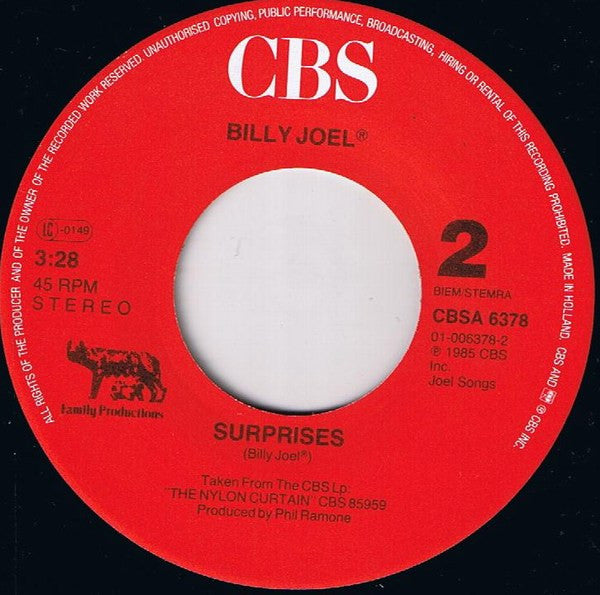 Billy Joel : You're Only Human (Second Wind) (7", Single)