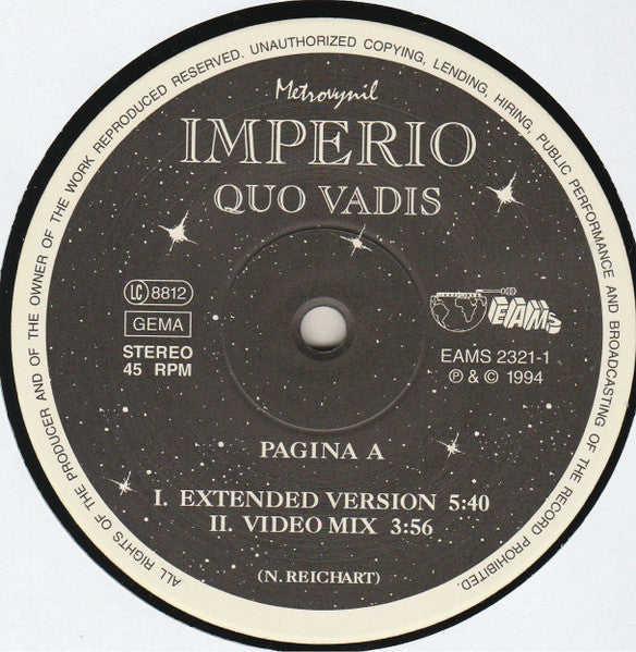 Imperio : Quo Vadis (12")