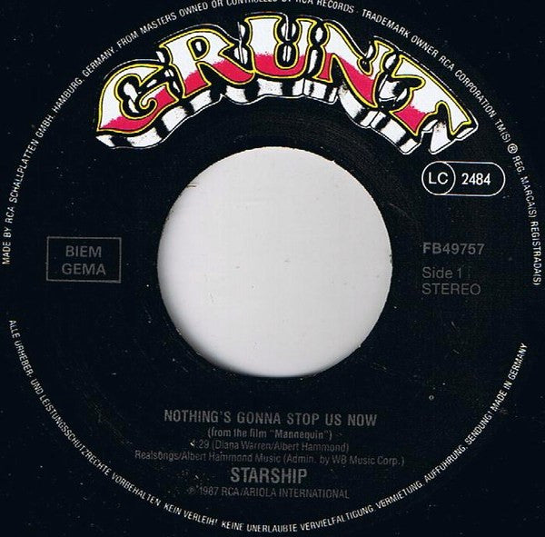 Starship (2) : Nothing's Gonna Stop Us Now (7", Single)