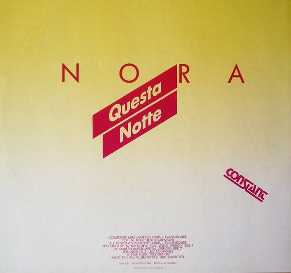 Nora* : Questa Notte (12", Maxi)