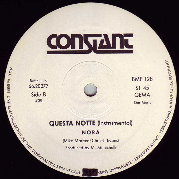 Nora* : Questa Notte (12", Maxi)