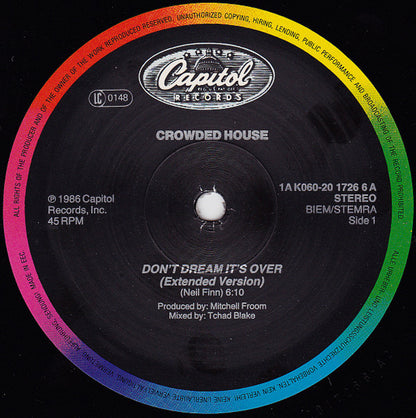 Crowded House : Don't Dream It's Over (Extended Version) (12", Single)