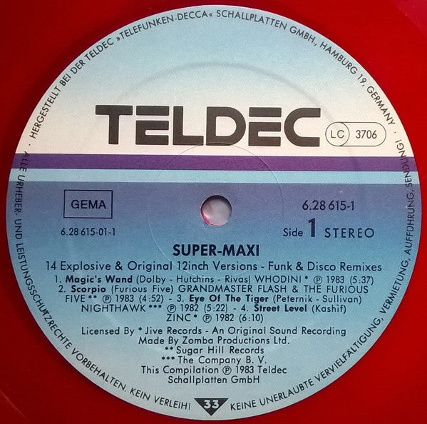 Various : Super Maxi (Funk, Rap & Disco Remixes) (2xLP, Comp, Red)