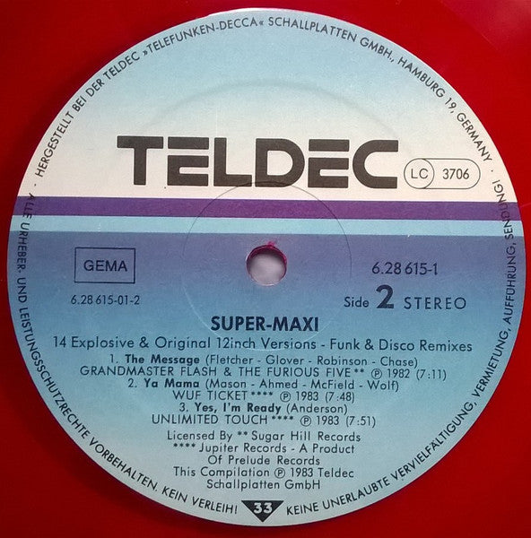 Various : Super Maxi (Funk, Rap & Disco Remixes) (2xLP, Comp, Red)