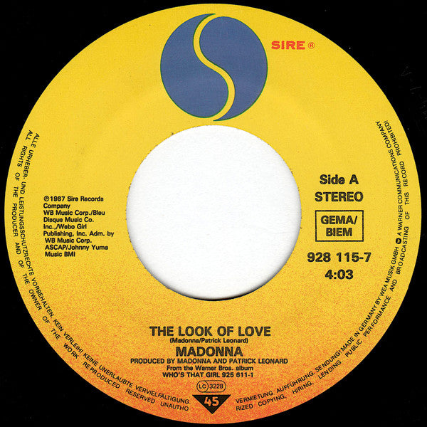 Madonna : The Look Of Love (7", Single)