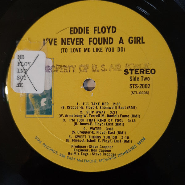 Eddie Floyd : I've Never Found A Girl (LP, Album, Mon)