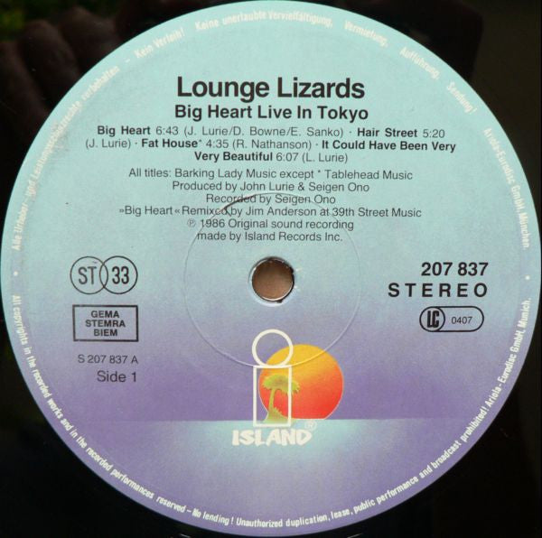 Lounge Lizards : Big Heart (LP, Album, MP)