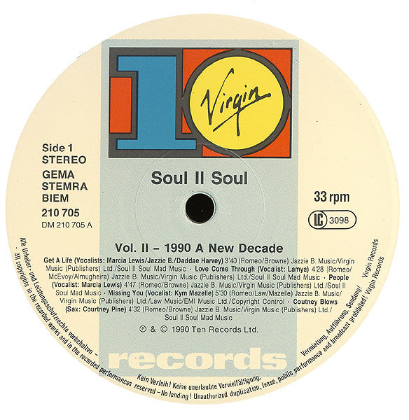 Soul II Soul : Vol. II - 1990 A New Decade (LP, Album)