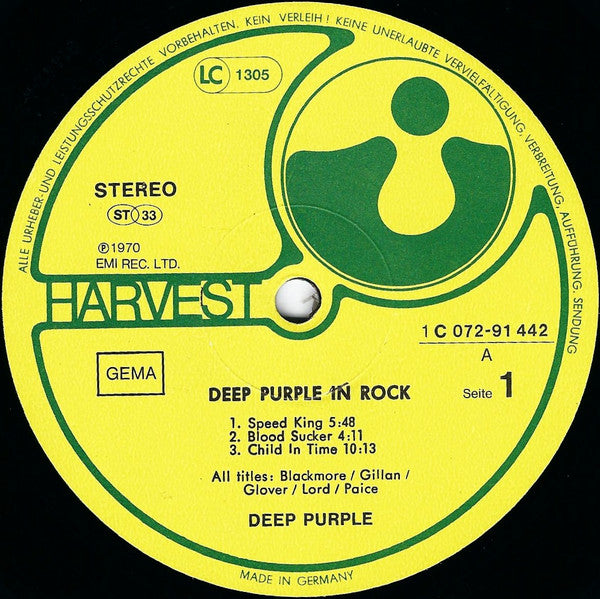Deep Purple : In Rock (LP, Album, RP)