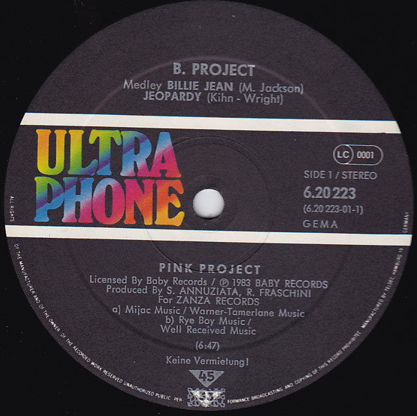 Pink Project : B.Project (Medley Billie Jean / Jeopardy) (12", Maxi)