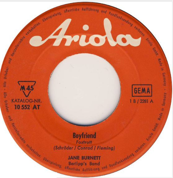 Jane Burnett* : Boyfriend / Spiel In Monte Carlo (7", Single)