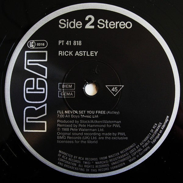 Rick Astley : Together Forever (12", Maxi)