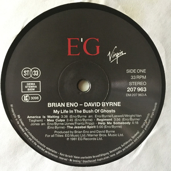 Brian Eno - David Byrne : My Life In The Bush Of Ghosts (LP, Album, RE)