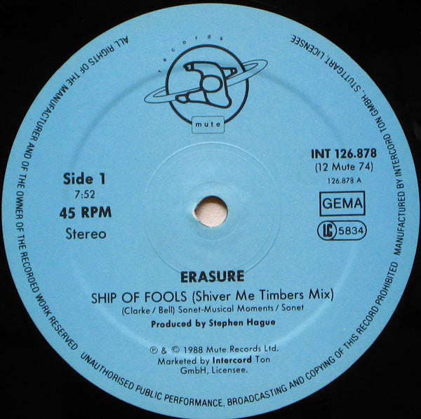 Erasure : Ship Of Fools (12", Maxi)