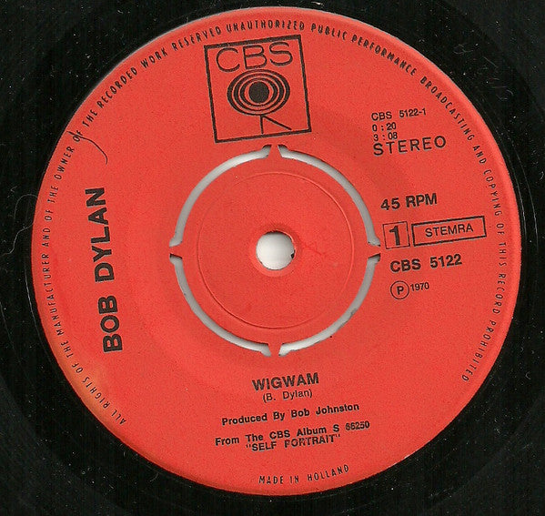 Bob Dylan : Wigwam (7")