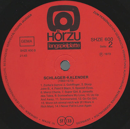 Various : Schlager Kalender 1963-1973 (2xLP, Comp)