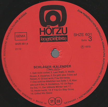 Various : Schlager Kalender 1963-1973 (2xLP, Comp)