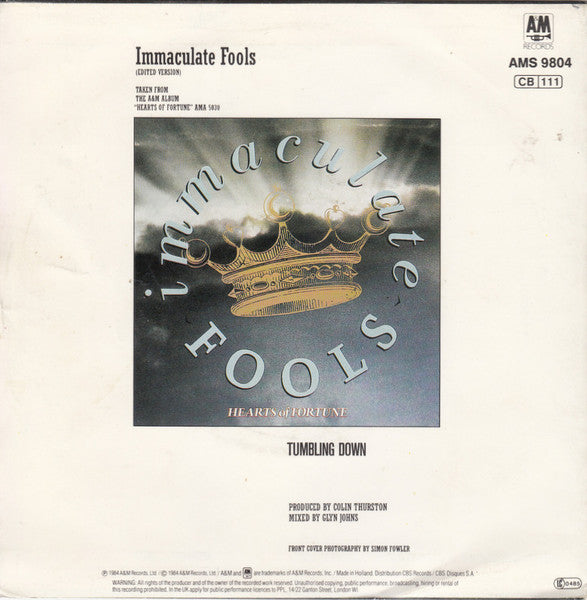 Immaculate Fools : Immaculate Fools (7", Single)