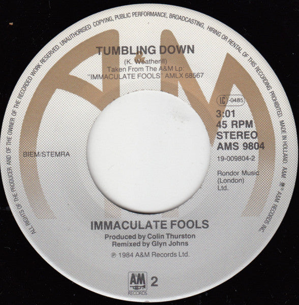 Immaculate Fools : Immaculate Fools (7", Single)