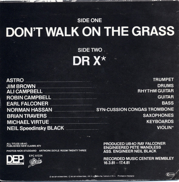 UB40 : Don't Walk On The Grass (7", Single)