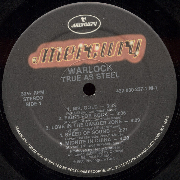 Warlock (2) : True As Steel (LP, Album)