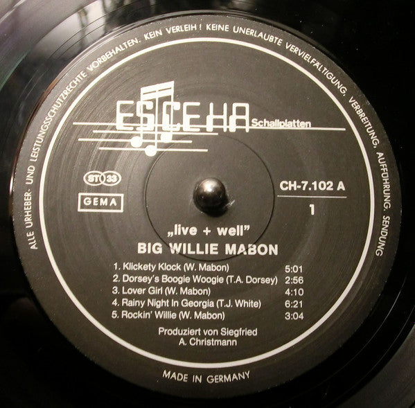 Big Willie Mabon* : Live+Well (LP)