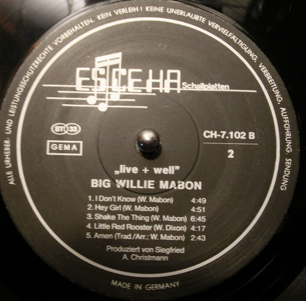 Big Willie Mabon* : Live+Well (LP)