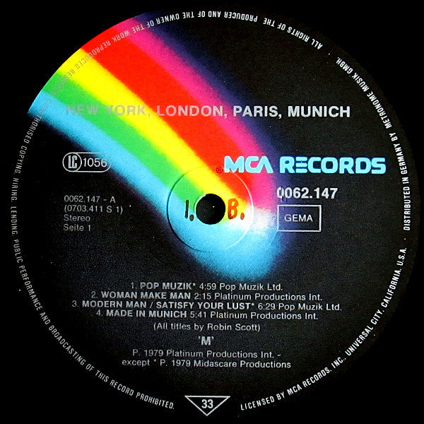 M (2) : New York, London, Paris, Munich (LP, Album)