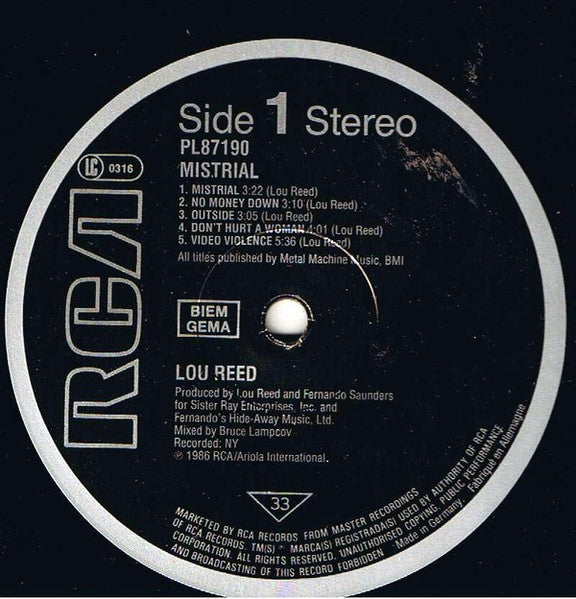 Lou Reed : Mistrial (LP, Album)