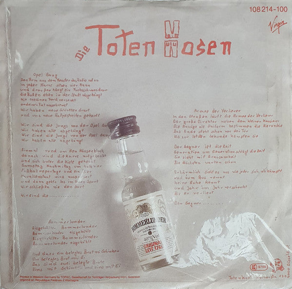 Die Toten Hosen : Bommerlunder / Opel Gang (7", Single, RE)