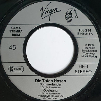 Die Toten Hosen : Bommerlunder / Opel Gang (7", Single, RE)